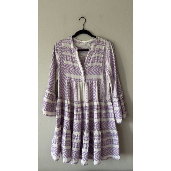 Devotion TWINS Dresses & Skirts - Devotion Twins Embroidered Ella Dress Women’s Size XS Tiered Lilac Anthropologie